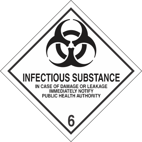 Vinyl Infectious Substance Class 6 DOT 4"x4" Label