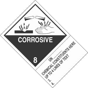 Custom Vinyl 4" x 6" Corrosive Class 8 with Description Strip