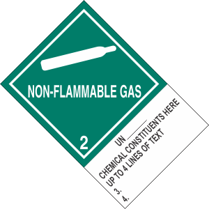 Custom Vinyl 4" x 6" Non Flammable Gas Class 2 with Description Strip
