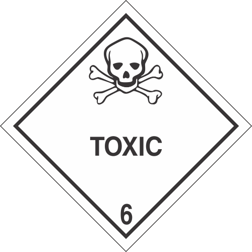 Toxic Class 6 DOT 4"x4" Label