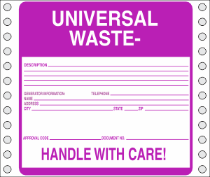 Vinyl Universal Waste Label
