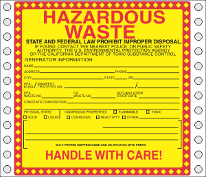 Paper Hazardous Waste Label