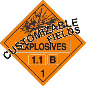 Explosive Class 1 DOT 4"x4" Label