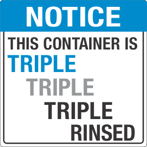 Paper 6" x 6" Notice Container Triple Rinsed Label