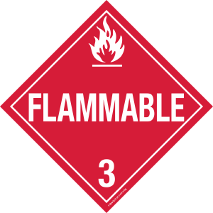Rigid Plastic Flammable Class 3 Placard