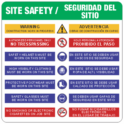 36" x 36" Site Safety English/Spanish
