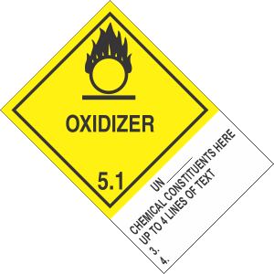 Custom Vinyl 4" x 6" Oxidizer 5.1 Class 5 with Description Strip