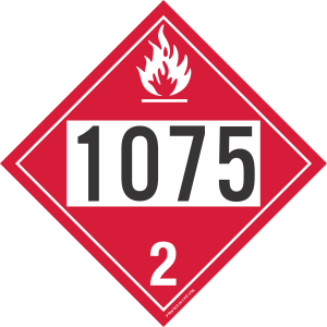 Rigid Plastic 1075 Flammable Gas Class 2 Placard