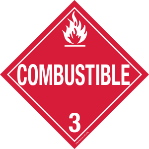 Tagboard Combustible Class 3 Placard
