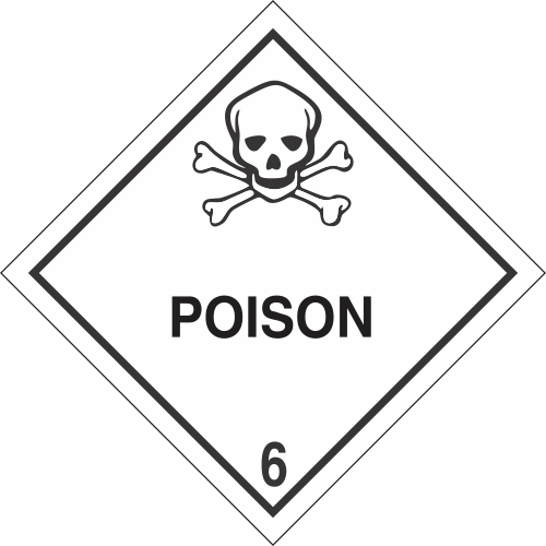 Poison Class 6 DOT 4"x4" Label