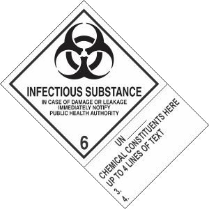 Custom Vinyl 4" x 6" Infectious Substance Class 6 with Description Strip