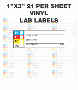 1"x3" Vinyl Blank Lab NFPA Label - 21pr Sheet