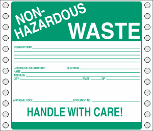 Paper Non Hazardous Waste Label