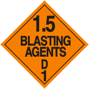 Vinyl 1.5 D Blasting Agents Explosive Placard