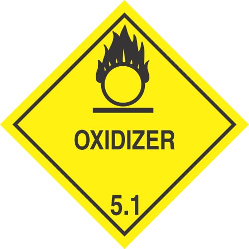Oxidizer 5.1 Class DOT 4"x4" Label