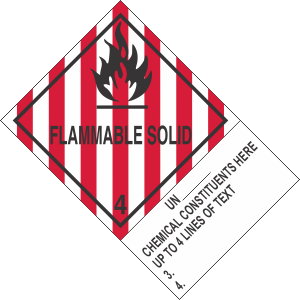 Custom Vinyl 4" x 6" Flammable Solid Class 4 with Description Strip