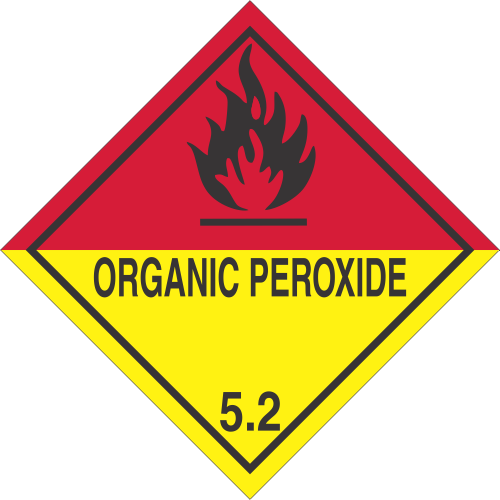 Vinyl Organic Peroxide 5.2 Class 5 DOT 4"x4" Label