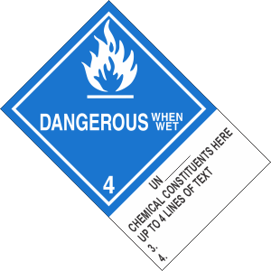 Custom 4" x 6" Dangerous When Wet Class 4 with Description Strip
