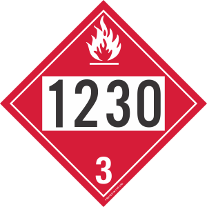 Rigid Plastic 1230 Flammable Class 3 Placard