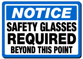 Notice Safety Glasses 7x10 Outdoor Plastic