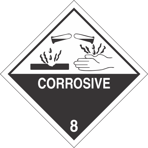 Vinyl Corrosive Class 8 DOT 4"x4" Label