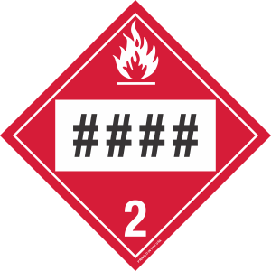 Vinyl Custom UN or NA Numbered Flammable Gas Class 2 Placard