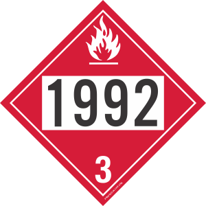Tag-board 1992 Flammable Class 3 Placard