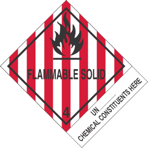 Custom 4" x 5" Flammable Solid Class 4 with Description Strip