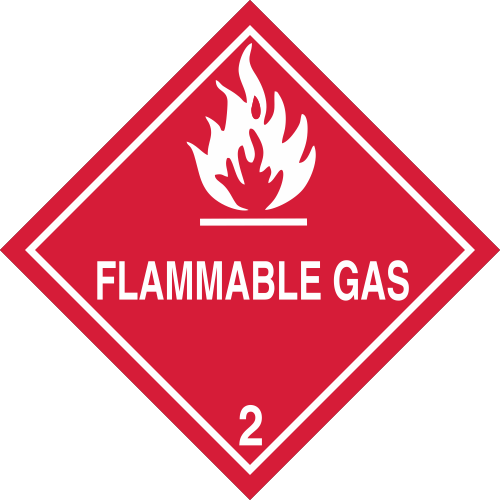 Vinyl Flammable Gas Class 2 DOT 4"x4" Label