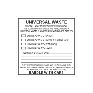 Paper 4x4 Universal Waste Label - You Fill it Out