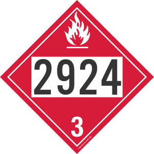 Rigid Plastic 2924 Flammable Class 3 Placard