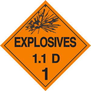 5 YEAR Exterior Grade Permanent 1.1 D Explosive Placard