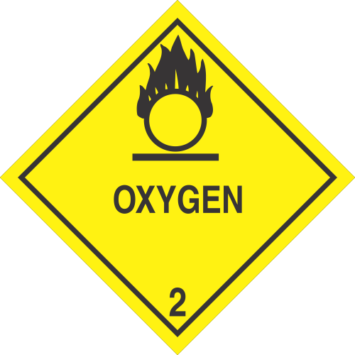 Oxygen Class 2 DOT 4"x4" Label