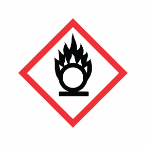 1"X1" GHS Oxidizing / Flame Over Circle Hazard Mark