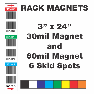 3"x24" Rack Magnet with 6 Position Barcode