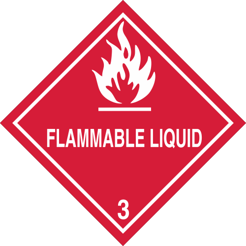 Vinyl Flammable Class 3 DOT 4"x4" Label