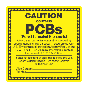 Vinyl 6x6 Contains PCB's Waste Label