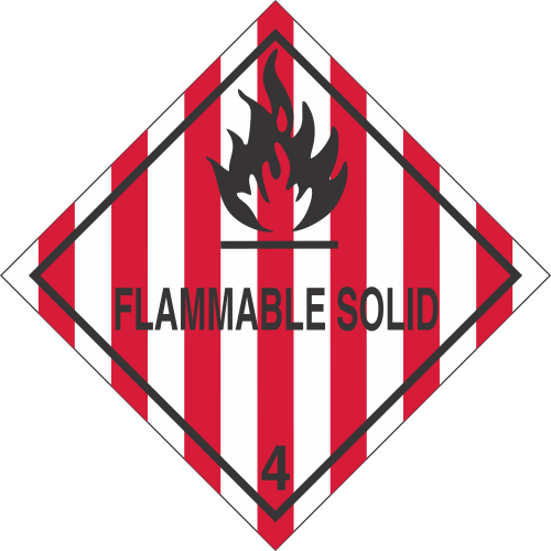 Vinyl Flammable Solid Class 4 DOT 4"x4" Label
