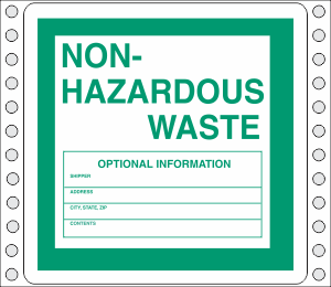 Tyvek Non Hazardous Waste Label